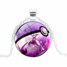 XUSHUI XJ Fashion Silver Color Statement Necklace Retro Jewelry Glass Cabochon Pokemon Pokeball Pendant Necklace Women Gift 2017